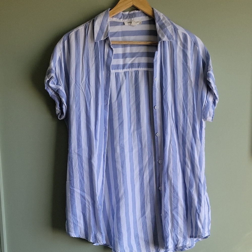 beachlunchlounge Light Blue and White Striped Shirt